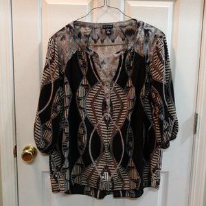 NWOT - Tunic Black/Brown Multi Colored -  Plus Size 2X Top